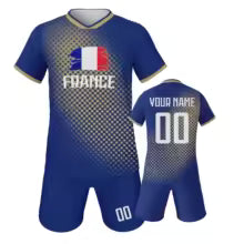 Maillot de Football de France Personnalisé pour Enfant, Kit d'Entraînement, Uniforme de l'Équipe des Jeunes, avec Nom et Numéro, Cadeau pour Garçon et Fille 3-4Y(100cm) 4-5Y(110cm) 5-6Y(120cm) 7-8Y(130cm) 9-10Y(140cm) 11-12Y(150cm) 13-14Y(160cm)