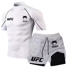 UFC hommes T-shirt serré short été décontracté sport combat rue mode haut de fitness pantalon deux pièces ensemble crème solaire haut S M. L' XL XXL