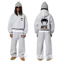 Printemps et automne hommes UFC combat à capuche rue sport décontracté mode ensemble haut et pantalon confortable à capuche deux pièces ensemble S(FR 46) M.(FR 48) L'(FR 50) XL(FR 52) XXL(FR 54)
