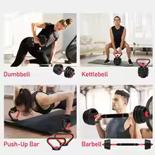 Ensemble d'haltères 3 en 1, 20kg, ajustables, pour musculation, fitness, gymnastique à domicile