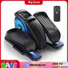 MERACH Mini Vélo Elliptique Électrique, Elliptique de Bureau pour Maison avec Télécommande et Écran LCD, Silencieux et Portable Vélo Elliptique d'Appartement pour Séniors, Adolescents et Adultes