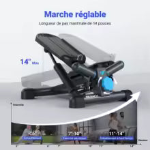 MERACH Stepper 2 en 1 pour la Maison, Mini Stepper Swing Silencieux 150 kg avec Écran LCD, Stepper Fitness avec Cordes de Puissance pour l'Entraînement des Jambes, des Bras, des Fesses