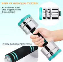 Haltères en acier inoxydable galvanisé - Ensemble d'haltères de 2 ultra compacts réglables 5 kg avec poignée en mousse - Fitness