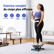 MERACH Stepper 2 en 1 pour la Maison, Mini Stepper Swing Silencieux 150 kg avec Écran LCD, Stepper Fitness avec Cordes de Puissance pour l'Entraînement des Jambes, des Bras, des Fesses