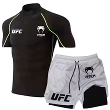 UFC hommes T-shirt serré short été décontracté sport combat rue mode haut de fitness pantalon deux pièces ensemble crème solaire haut S M. L' XL XXL