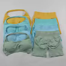 Ensemble de Shorts de sport 2 pièces ensemble de Yoga sans couture survêtement d'entraînement haut de Yoga licou et costumes courts de sport vêtements de sport ensemble de gymnastique de Fitness XS (équipement de secours de sécurité) S M. L' XL