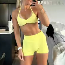 Femmes soutien-gorge de sport à bretelles dos ouvert licou soutien-gorge de sport soutien léger haut court de gymnastique sans couture entraînement Yoga haut soutien-gorge rembourré soutiens-gorge XS (équipement de secours de sécurité) S M. L'