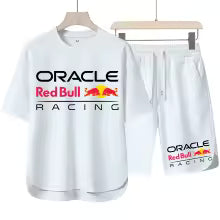 Red Bull Racing Logo taille européenne été gaufre hommes décontracté coton lin à manches courtes + Short de sport ensemble costume de Jogging en plein airM. L' XL XXL XXXL