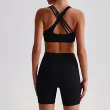 Ensemble de Legging court de Yoga pour femmes, couleur unie, taille haute, serré, dos croisé, bretelles à fort Impact, soutien-gorge de Fitness, haut de sport S M. L' XL