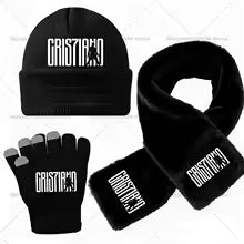 CR7 Ronaldos hiver chaud épaissir col tricoté chapeau écharpe gant résistant au froid écharpes Beanie doux fourrure cou plus chaud for 5-12 y