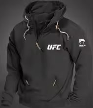Sweat à capuche d'automne et d'hiver européens et américains avec logo UFC, sweat à capuche décontracté de taille européenne, sweat à capuche sportif pour jeunes hommes S(FR 46) M.(FR 48) L'(FR 50) XL(FR 52) XXL(FR 54) XXXL(FR 56-58)