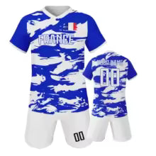 Maillot de Football de France Personnalisé pour Enfant, Kit d'Entraînement, Uniforme de l'Équipe des Jeunes, avec Nom et Numéro, Cadeau pour Garçon et Fille 3-4Y(100cm) 4-5Y(110cm) 5-6Y(120cm) 7-8Y(130cm) 9-10Y(140cm) 11-12Y(150cm) 13-14Y(160cm)