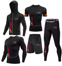 2025 Red Bull Racing Sportswear Ensemble serré de 5 pièces, adapté pour la course à pied, le fitness, le cyclisme, l'alpinisme, la protection des sports de plein air S(FR 46) M.(FR 48) L'(FR 50) XL(FR 52) XXL(FR 54) XXXL(FR 56-58)