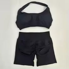 Ensemble de Shorts de sport 2 pièces ensemble de Yoga sans couture survêtement d'entraînement haut de Yoga licou et costumes courts de sport vêtements de sport ensemble de gymnastique de Fitness XS (équipement de secours de sécurité) S M. L' XL