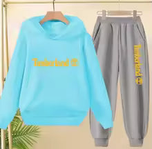 Enfants automne printemps tendance lettre imprimer 2 pièces sweat à capuche + pantalon survêtements 2-13 ans garçons filles tenues décontractées enfants vêtements ensembles