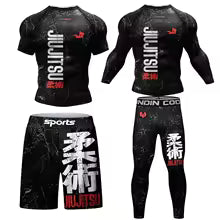 Nouveau Kimono Jiu Jitsu Rashguard pour hommes Mma T-shirt + pantalon 4 pièces/ensemble Muay thai Shorts Bjj Rash guard gymnastique maillots de boxe vêtements de sport