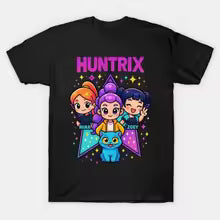 2025 Huntrix chasseurs de démons confort couleurs t-shirt famille anniversaire t-shirts cadeau d'anniversaire enfant DemonHunter Merch Kpop jeunesse chemise 150 140 100 110 120 130 160