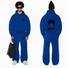 Printemps et automne hommes UFC combat à capuche rue sport décontracté mode ensemble haut et pantalon confortable à capuche deux pièces ensemble S(FR 46) M.(FR 48) L'(FR 50) XL(FR 52) XXL(FR 54)