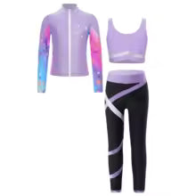 Combinaisons de sport pour enfants, ensemble de sport pour filles, tenues athlétiques de gym, legging Glaith, sweat-shirt à fermeture éclair à manches longues 6 8 10 12 14 16