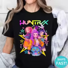 2025 Huntrix chasseurs de démons confort couleurs t-shirt famille anniversaire t-shirts cadeau d'anniversaire enfant DemonHunter Merch Kpop jeunesse chemise 150 140 100 110 120 130 160