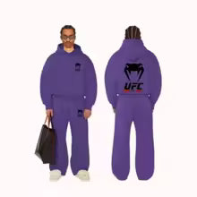 Printemps et automne hommes UFC combat à capuche rue sport décontracté mode ensemble haut et pantalon confortable à capuche deux pièces ensemble S(FR 46) M.(FR 48) L'(FR 50) XL(FR 52) XXL(FR 54)