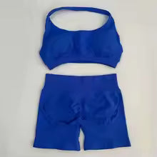 Ensemble de Shorts de sport 2 pièces ensemble de Yoga sans couture survêtement d'entraînement haut de Yoga licou et costumes courts de sport vêtements de sport ensemble de gymnastique de Fitness XS (équipement de secours de sécurité) S M. L' XL