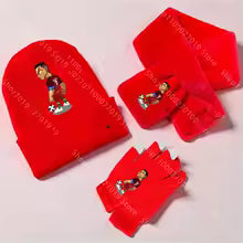 CR7 Ronaldos hiver chaud épaissir col tricoté chapeau écharpe gant résistant au froid écharpes Beanie doux fourrure cou plus chaud for 5-12 y