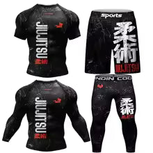 Nouveau Kimono Jiu Jitsu Rashguard pour hommes Mma T-shirt + pantalon 4 pièces/ensemble Muay thai Shorts Bjj Rash guard gymnastique maillots de boxe vêtements de sport