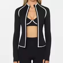 Veste de sport pour femme à manches longues , chemise de yoga avec fermeture éclair