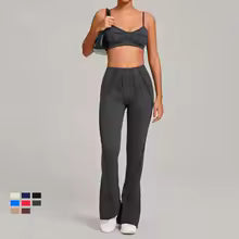 Ensembles de Yoga sans couture pour femmes, sport, Fitness, ajustement serré, épissage, levage des hanches, pantalons évasés, combinaisons de gymnastique d'entraînement de course en plein air S M. L' XL