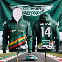 Aston Martin sweat à capuche fermeture éclair mode unisexe Couples costume espagnol Racer Fernando Alonso 14 sweat à capuche extérieur moto sweatKID150 KID160 S M. L' XL 2XL 3XL 4XL