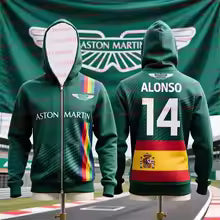 Aston Martin sweat à capuche fermeture éclair mode unisexe Couples costume espagnol Racer Fernando Alonso 14 sweat à capuche extérieur moto sweatKID150 KID160 S M. L' XL 2XL 3XL 4XL