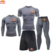 Red Bull hommes vêtements de course Gym serré Sport survêtement Compression chemises Shorts entraînement Jogging Fitness vêtements Sport YogaAsian size-S Asian size-M Asian size-L Asian size-XL Asian size-XXL Asian size-XXXL