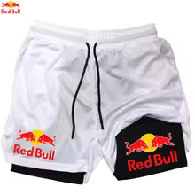 Red Bull – Short de course 2 en 1 pour hommes, Fitness,  séchage rapide, entraînement d'été, Jogging, pantalon court à Double pont European Size-XS European Size-S European Size-M European Size-L European Size-XL European Size-2XL