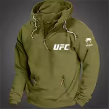 Sweat à capuche d'automne et d'hiver européens et américains avec logo UFC, sweat à capuche décontracté de taille européenne, sweat à capuche sportif pour jeunes hommes S(FR 46) M.(FR 48) L'(FR 50) XL(FR 52) XXL(FR 54) XXXL(FR 56-58)