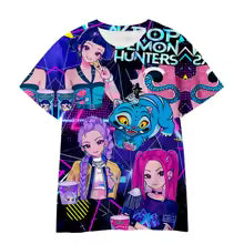 Nouveau K-POP: Demon Hunter Girl Group Boy Group 3D impression numérique transfrontalière à l'étranger T-shirt ample décontracté 100 110 120 130 140 150 160