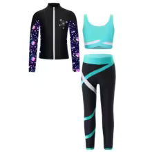Combinaisons de sport pour enfants, ensemble de sport pour filles, tenues athlétiques de gym, legging Glaith, sweat-shirt à fermeture éclair à manches longues 6 8 10 12 14 16