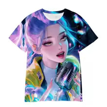 Nouveau K-POP: Demon Hunter Girl Group Boy Group 3D impression numérique transfrontalière à l'étranger T-shirt ample décontracté 100 110 120 130 140 150 160