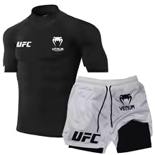 UFC hommes T-shirt serré short été décontracté sport combat rue mode haut de fitness pantalon deux pièces ensemble crème solaire haut S M. L' XL XXL