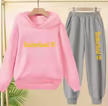 Enfants automne printemps tendance lettre imprimer 2 pièces sweat à capuche + pantalon survêtements 2-13 ans garçons filles tenues décontractées enfants vêtements ensembles