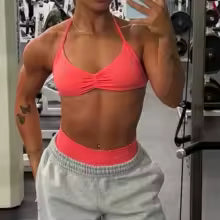 Femmes soutien-gorge de sport à bretelles dos ouvert licou soutien-gorge de sport soutien léger haut court de gymnastique sans couture entraînement Yoga haut soutien-gorge rembourré soutiens-gorge XS (équipement de secours de sécurité) S M. L'