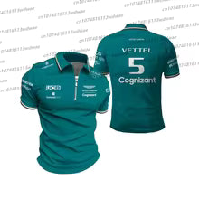 Aston Martin T-shirt équipe de course costume d'entraînement Style de rue fermeture éclair polo Fernando Alonso 14 Kit homme femmes T-shirt à manches courtes KID150 KID160 S M. L' XL 2XL 3XL 4XL