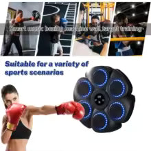 Machine de boxe musicale Bluetooth intelligente avec gants de boxe, entraîneur de boxe mural, adapté aux adultes et aux enfants