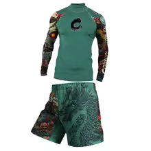 Hommes Jiu Jitsu Rashguard MMA T-shirt + short pour hommes 3 pièces/ensemble boxe brésilien grappin éruption garde ensembles Muay Thai vêtements de sport M 160-170cm L 165-175 cm XL 175-185 cm XXL 180-190 cm