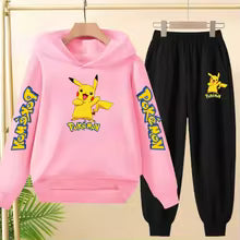 Sweat à capuche pour enfants de 3 à 12 ans, imprimé souris électrique, sweat-shirt + pantalon 2P, vêtements tendance pour garçons et filles, ensemble de loisirs 100 110 120 130 140 150 160