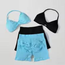 2 pièces ensemble de gymnastique femmes vêtements d'entraînement Scrunch Shorts ensemble licou sport soutien-gorge haut de fitness femme vêtements de sport Yoga ensemble tenues XS S M. L'