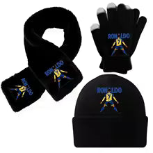 CR7 Ronaldos hiver chaud épaissir col tricoté chapeau écharpe gant résistant au froid écharpes Beanie doux fourrure cou plus chaud for 5-12 y