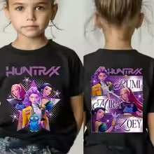 Kpop Demon Hunters imprimer graphique T-shirt été enfants vêtements 2025 film T-shirt filles garçons à manches courtes hauts T-shirt confortable 100 120 130 150 160 110 140