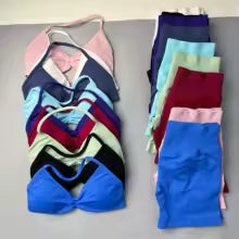 2 pièces ensemble de gymnastique femmes vêtements d'entraînement Scrunch Shorts ensemble licou sport soutien-gorge haut de fitness femme vêtements de sport Yoga ensemble tenues XS S M. L'