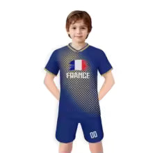 Maillot de Football de France Personnalisé pour Enfant, Kit d'Entraînement, Uniforme de l'Équipe des Jeunes, avec Nom et Numéro, Cadeau pour Garçon et Fille 3-4Y(100cm) 4-5Y(110cm) 5-6Y(120cm) 7-8Y(130cm) 9-10Y(140cm) 11-12Y(150cm) 13-14Y(160cm)
